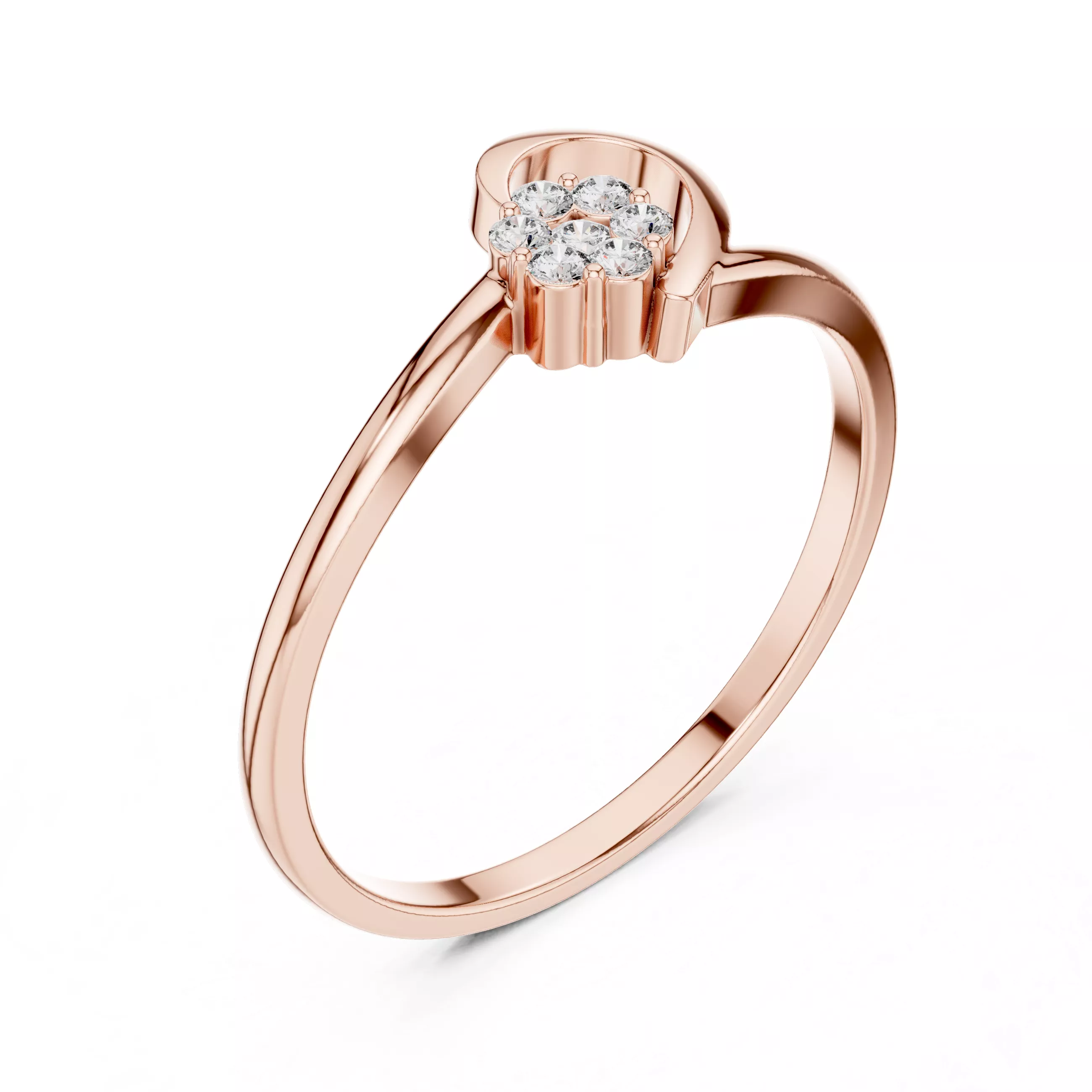 Floral Cluster Diamond Solitaire Ring Free 3D print model
