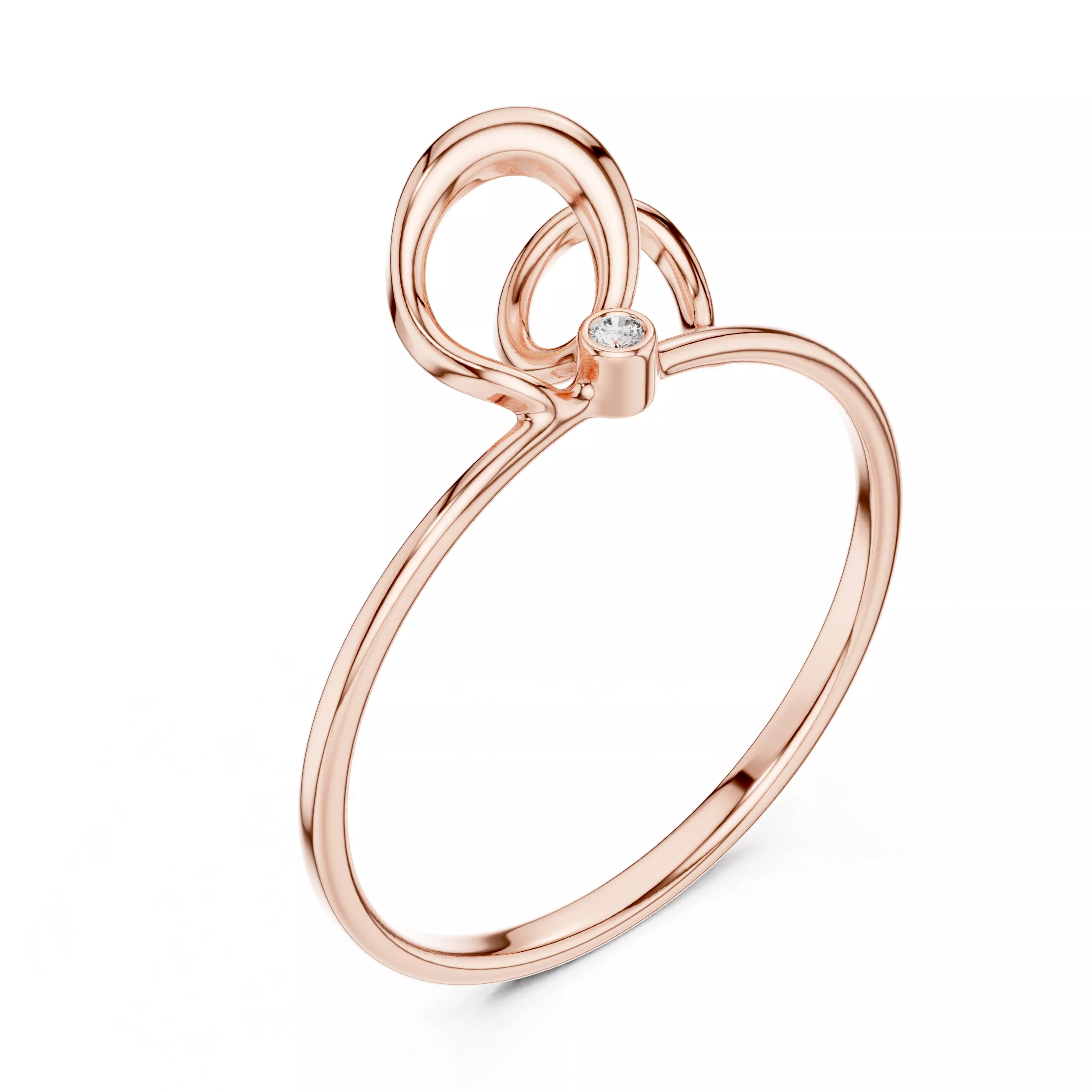 Minimal Flower Solitaire Diamond Ring Rose Gold Free 3D print model