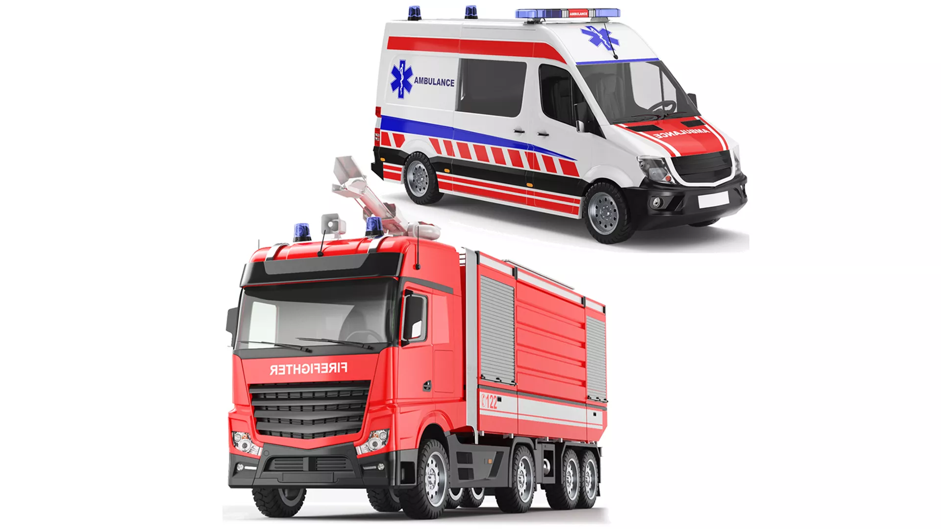 Ambulance And Fire Truck 3D model