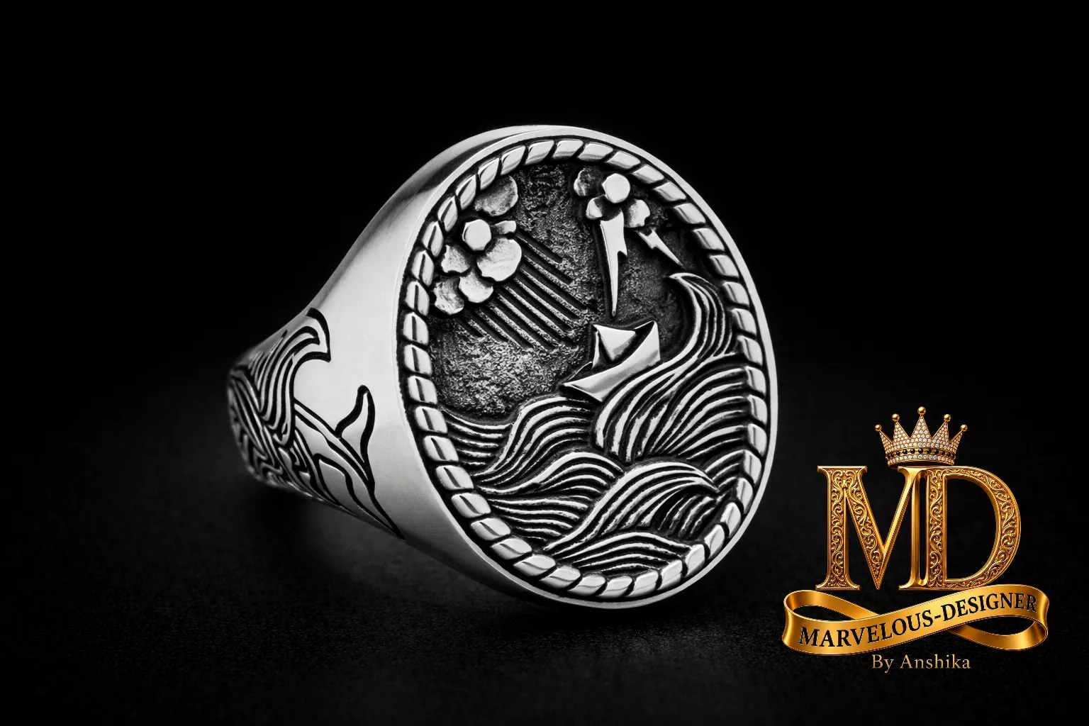 Boat Ocean Signet Ring 3D print model