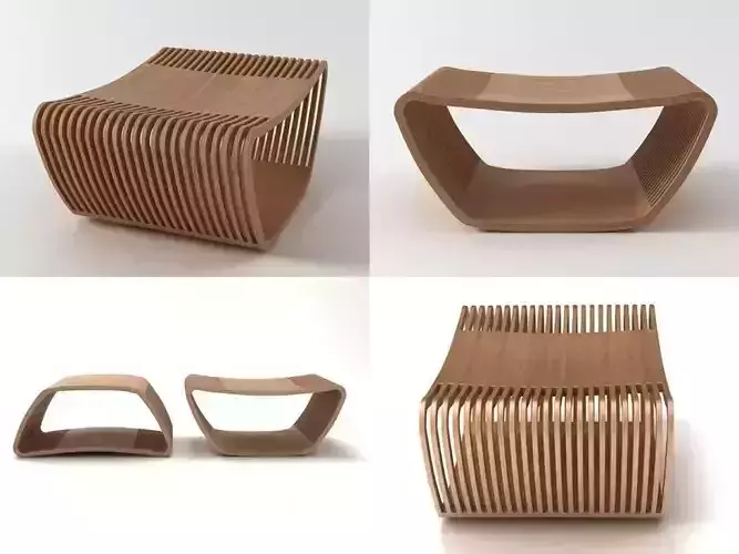 Hula stool made of wood with slats