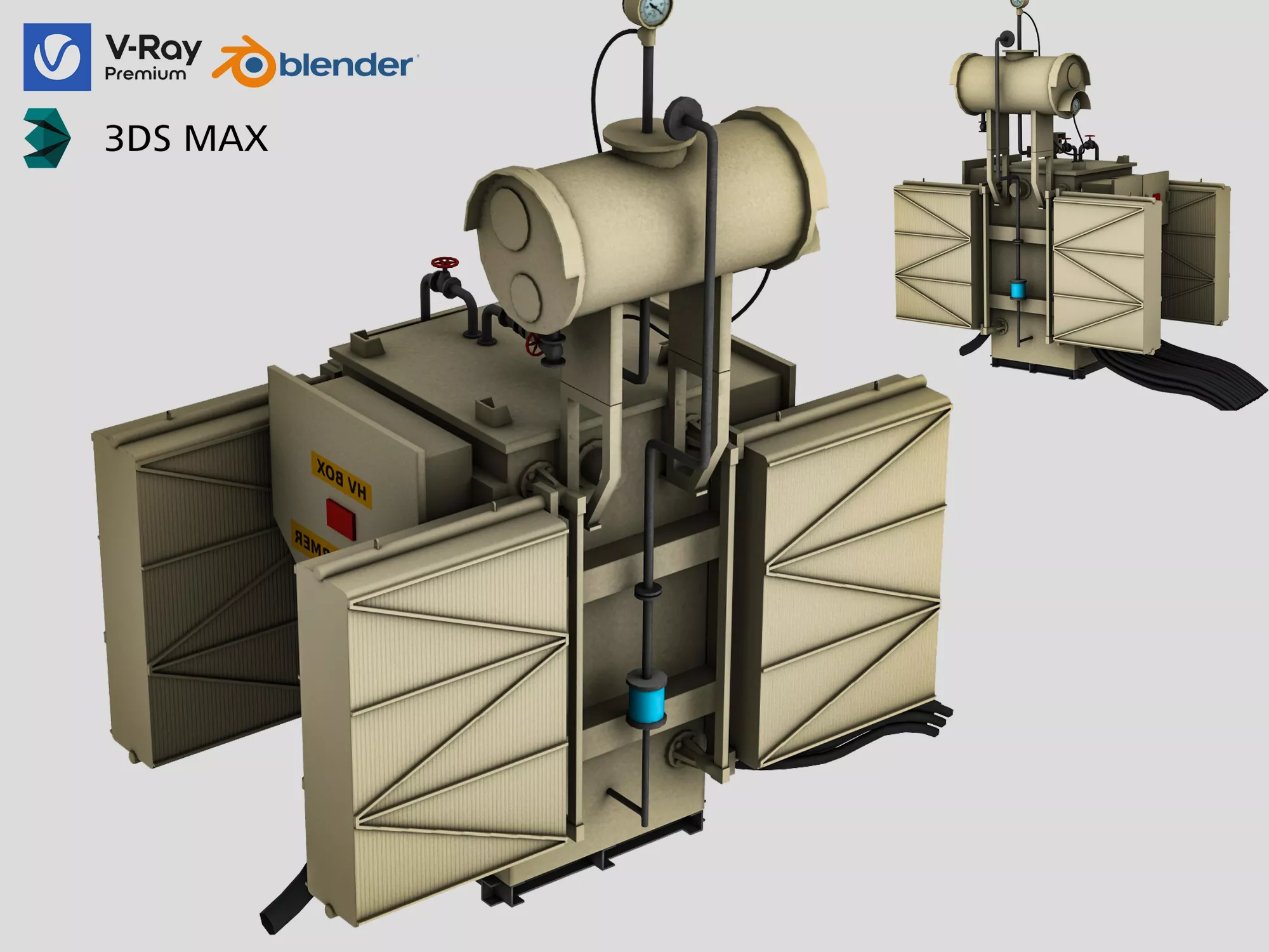 High Voltage Power Transformer 3D Model 3D model