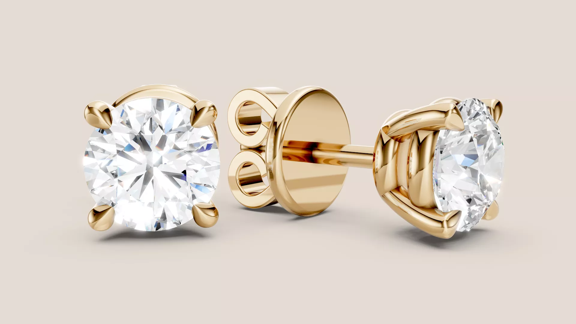 Classic Solitaire Stud Earrings 3D Model Free 3D print model