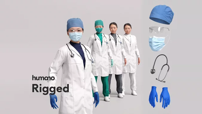 Rigged Doctor Laboratory Technician Medical Researcher 083-5176
