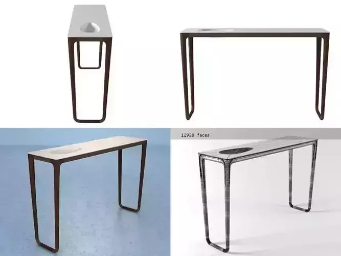 Luna four different tables with top and wooden legs