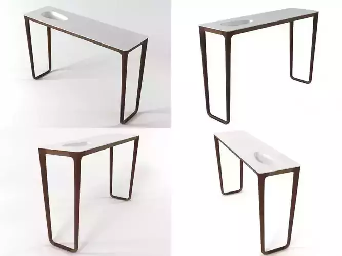 Luna four different tables with top and wooden legs 3D model