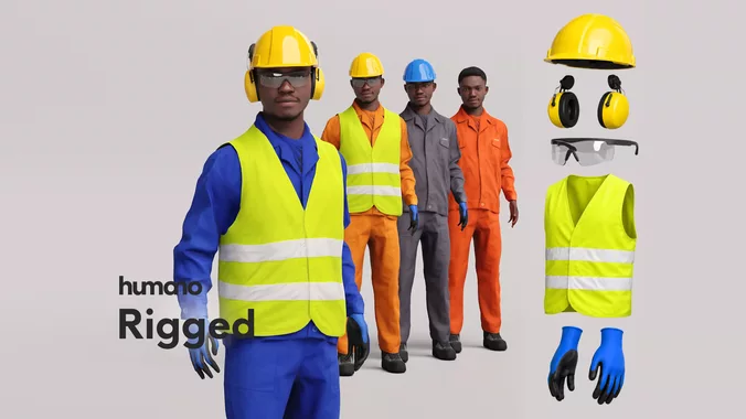 Rigged Construction Worker Industrial Worker Technician 064-2680