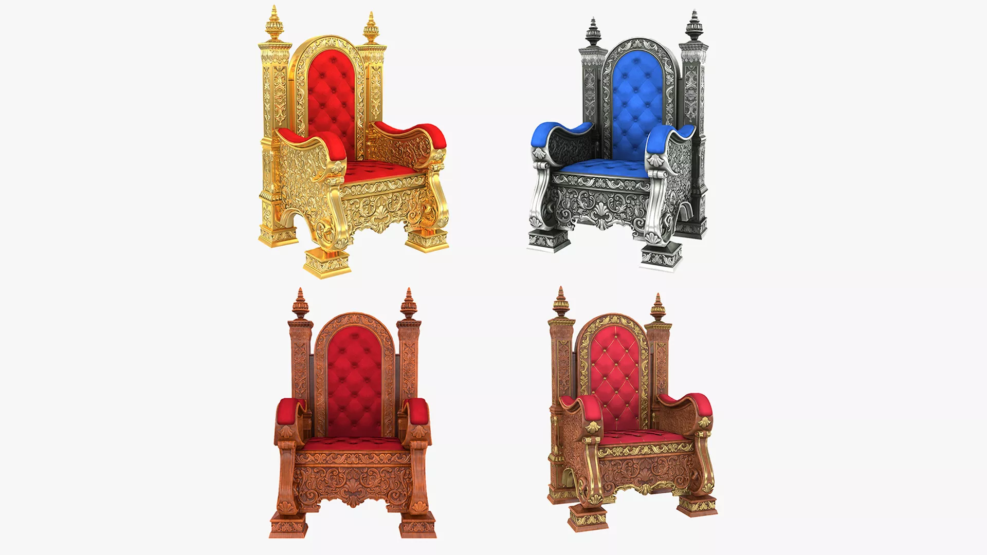 Throne Set Low-poly 3D model