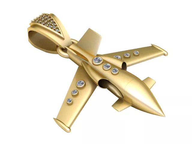 Gemstone Private Jet Gold Pendant 3D print model