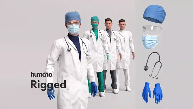 Rigged Doctor Laboratory Technician Medical Researcher 053-5176