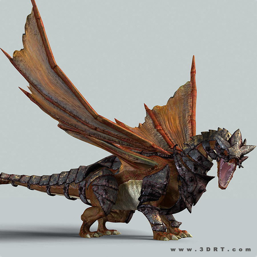 Battle Dragon armored mount  Low-poly 3D model_24