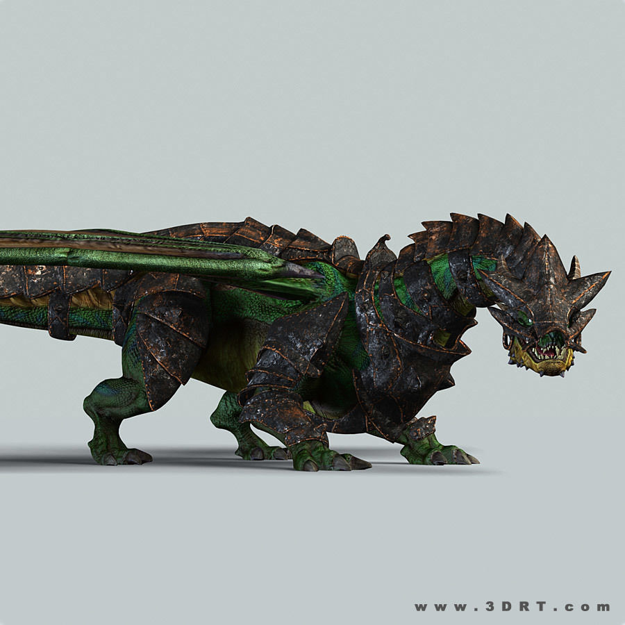 Battle Dragon armored mount  Low-poly 3D model_11
