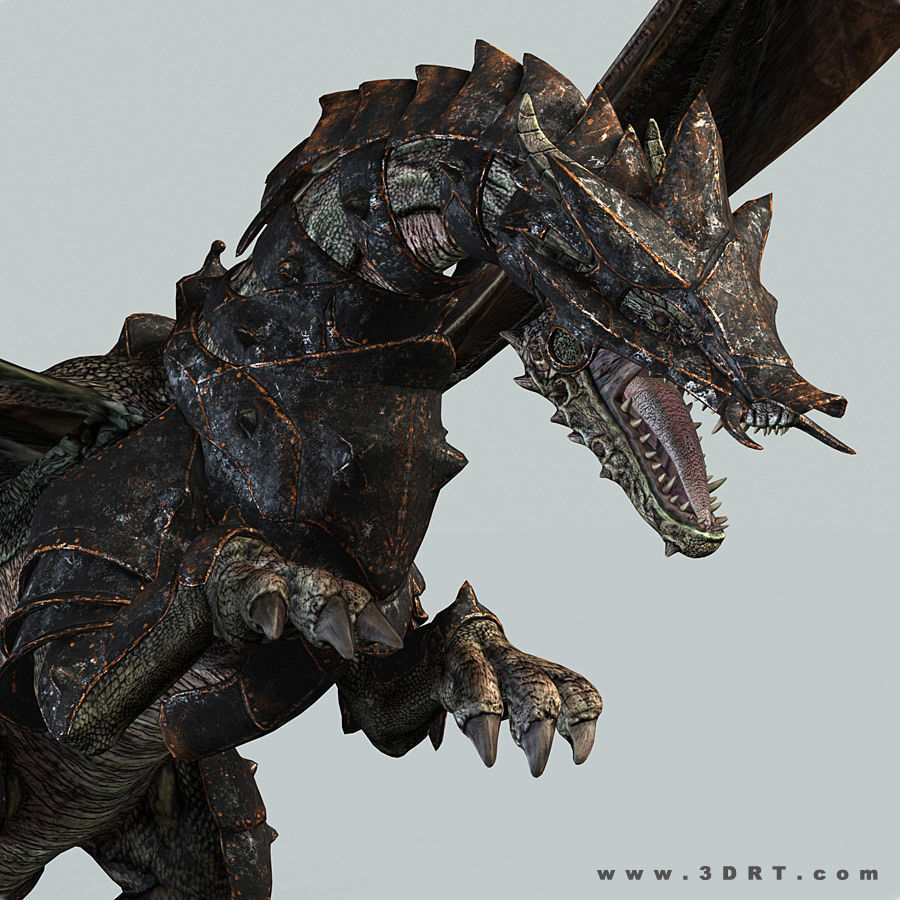 Battle Dragon armored mount  Low-poly 3D model_7