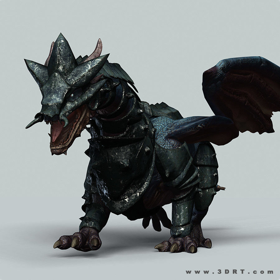 Battle Dragon armored mount  Low-poly 3D model_20