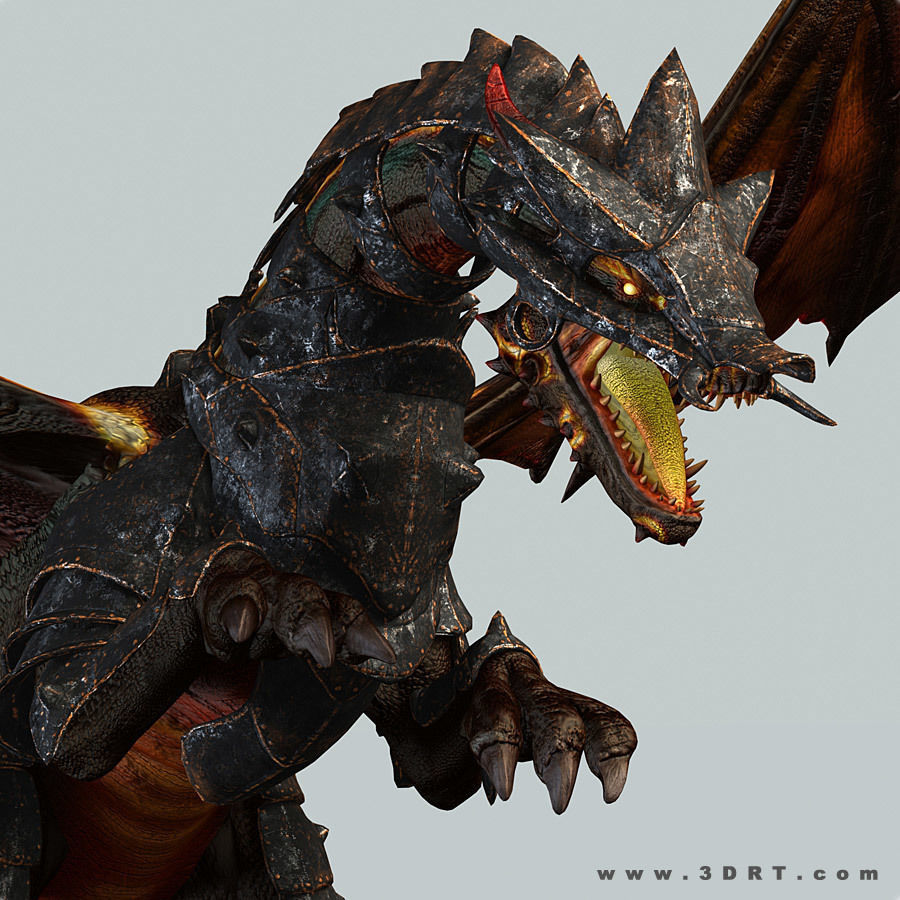Battle Dragon armored mount  Low-poly 3D model_5