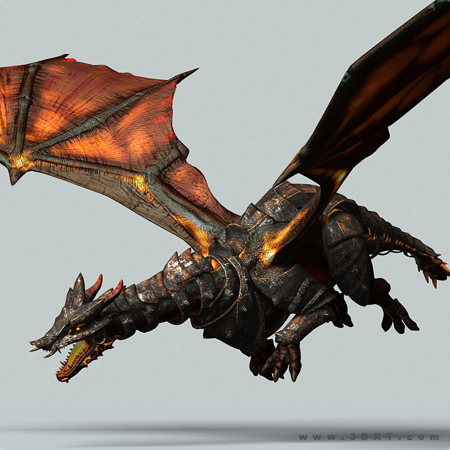 Battle Dragon armored mount  Low-poly 3D model_4