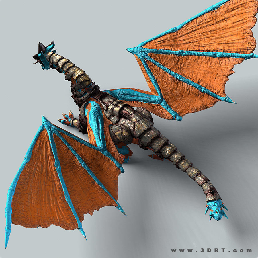 Battle Dragon armored mount  Low-poly 3D model_26