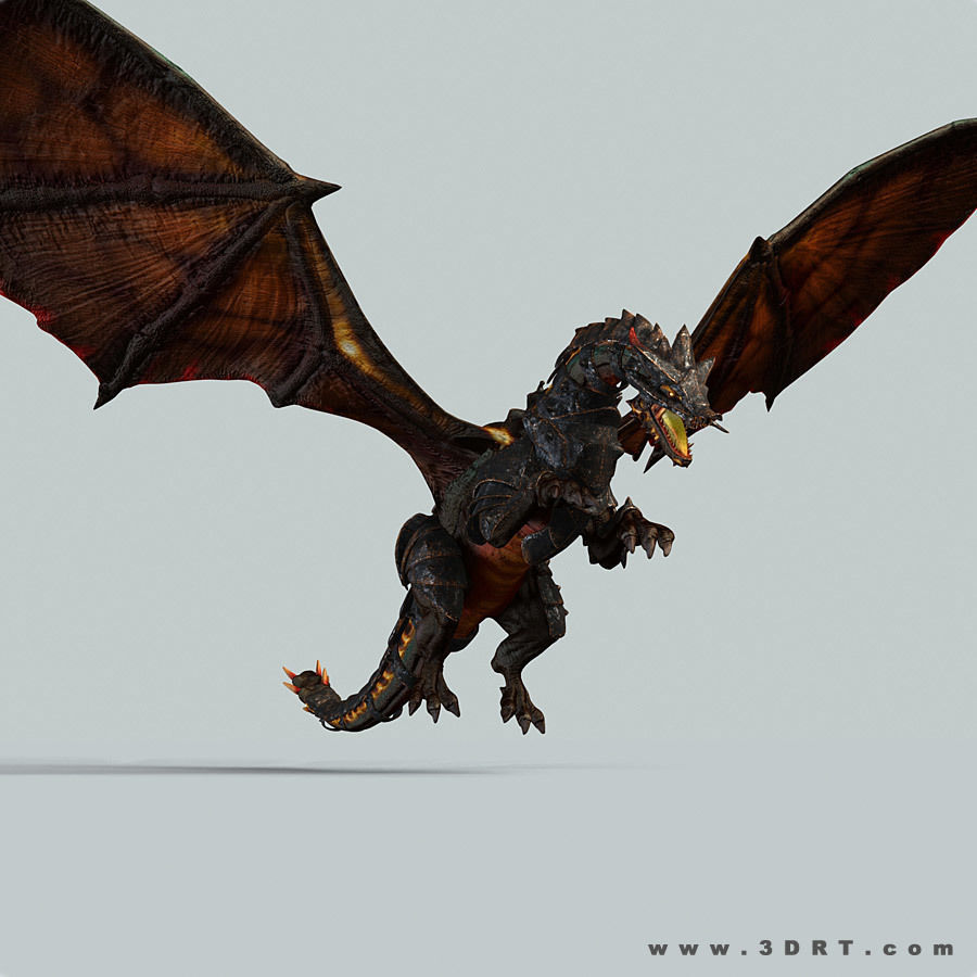 Battle Dragon armored mount  Low-poly 3D model_17
