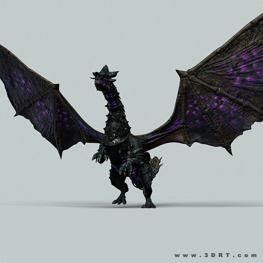 Battle Dragon armored mount  Low-poly 3D model_16