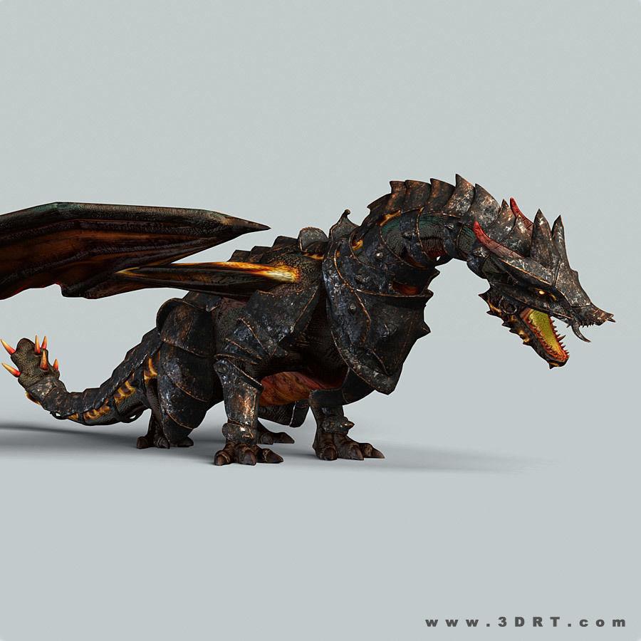 Battle Dragon armored mount  Low-poly 3D model_18