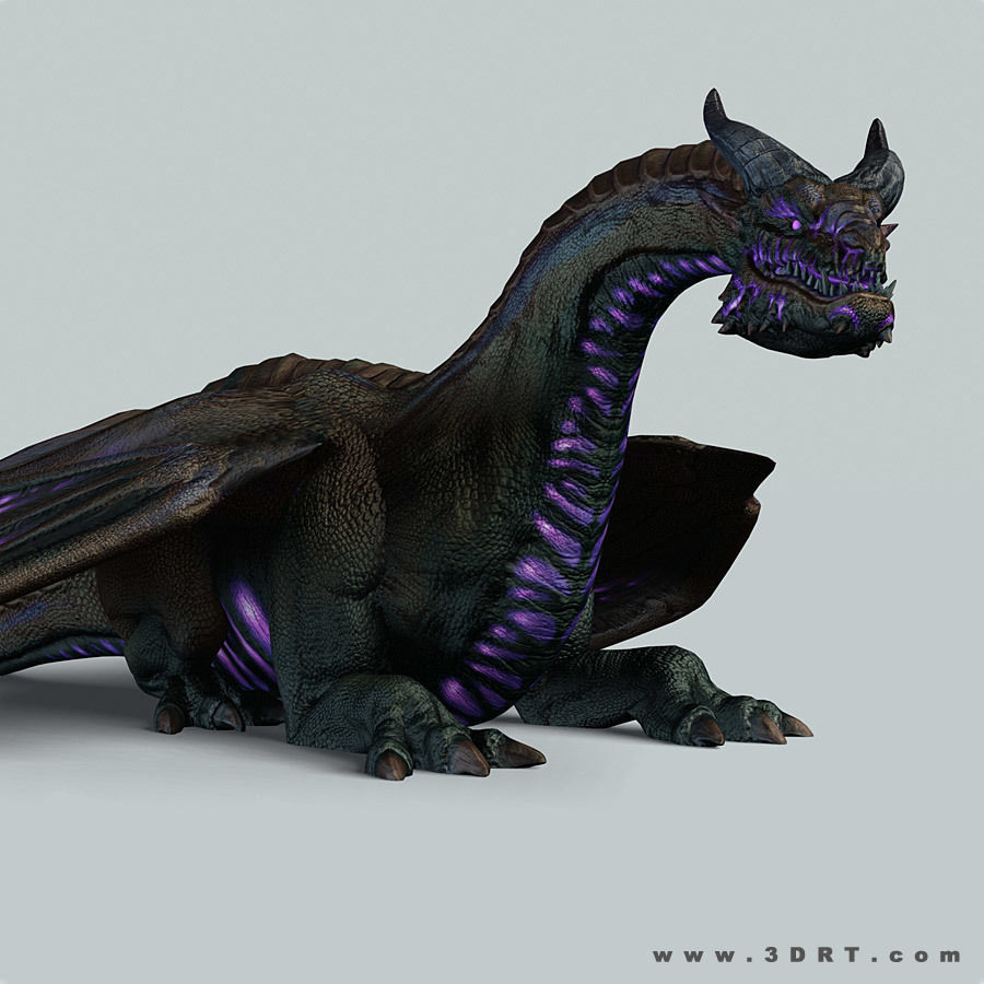 Battle Dragon armored mount  Low-poly 3D model_9