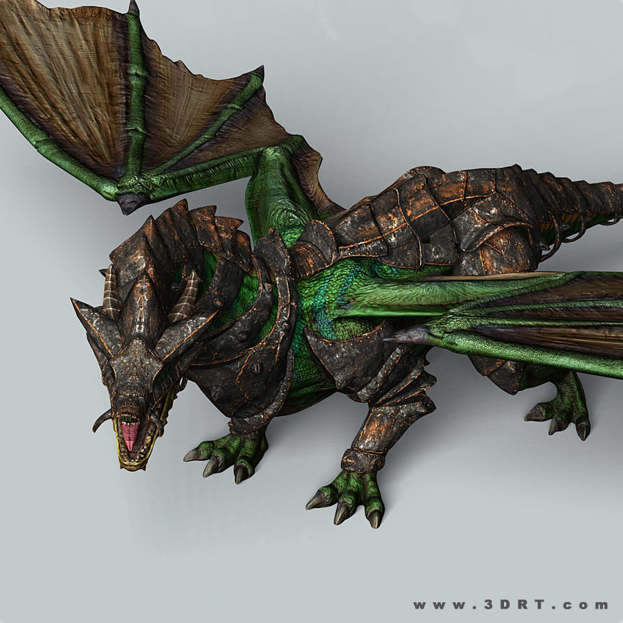 Battle Dragon armored mount  Low-poly 3D model_3