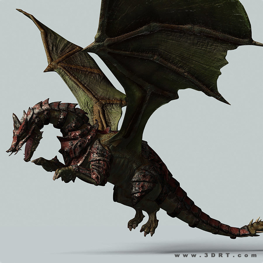 Battle Dragon armored mount  Low-poly 3D model_8