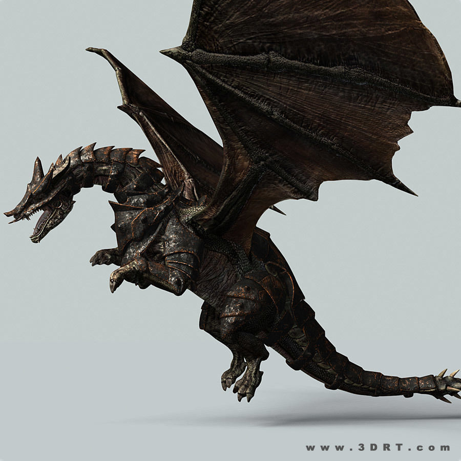 Battle Dragon armored mount  Low-poly 3D model_6
