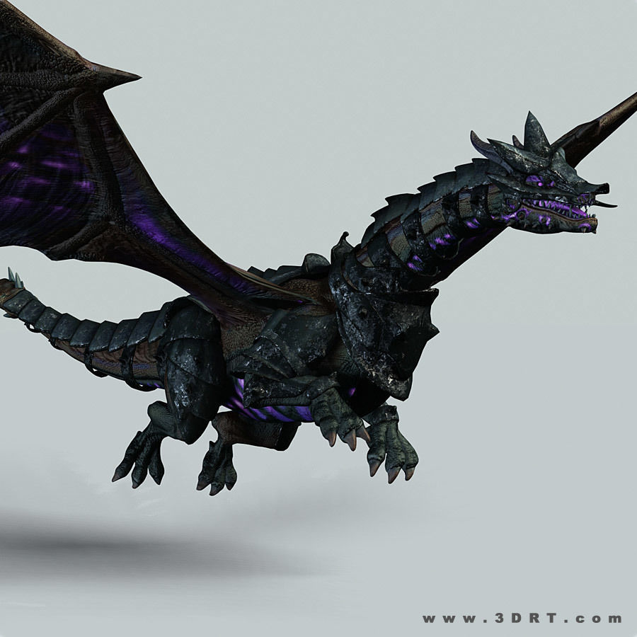 Battle Dragon armored mount  Low-poly 3D model_14
