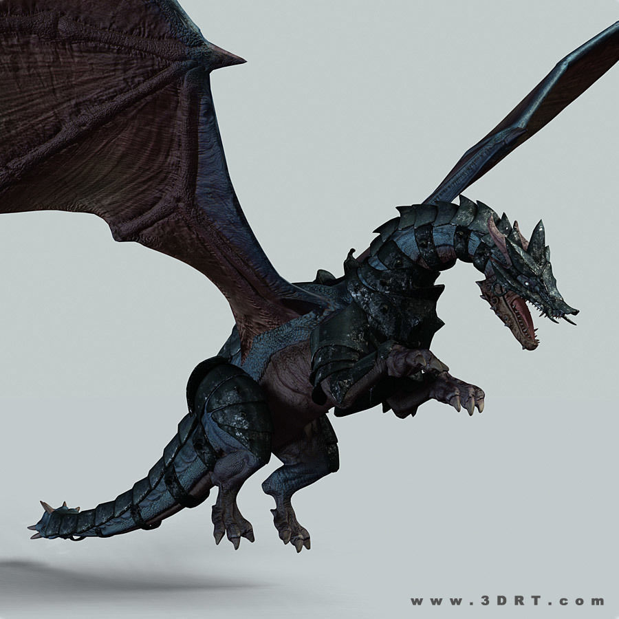 Battle Dragon armored mount  Low-poly 3D model_21