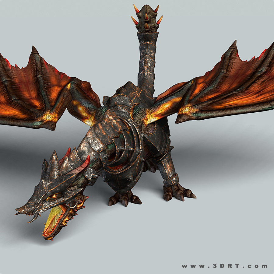 Battle Dragon armored mount  Low-poly 3D model_19