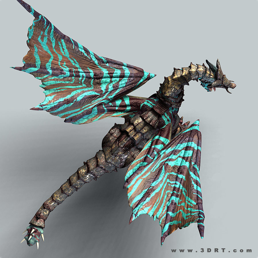 Battle Dragon armored mount  Low-poly 3D model_28