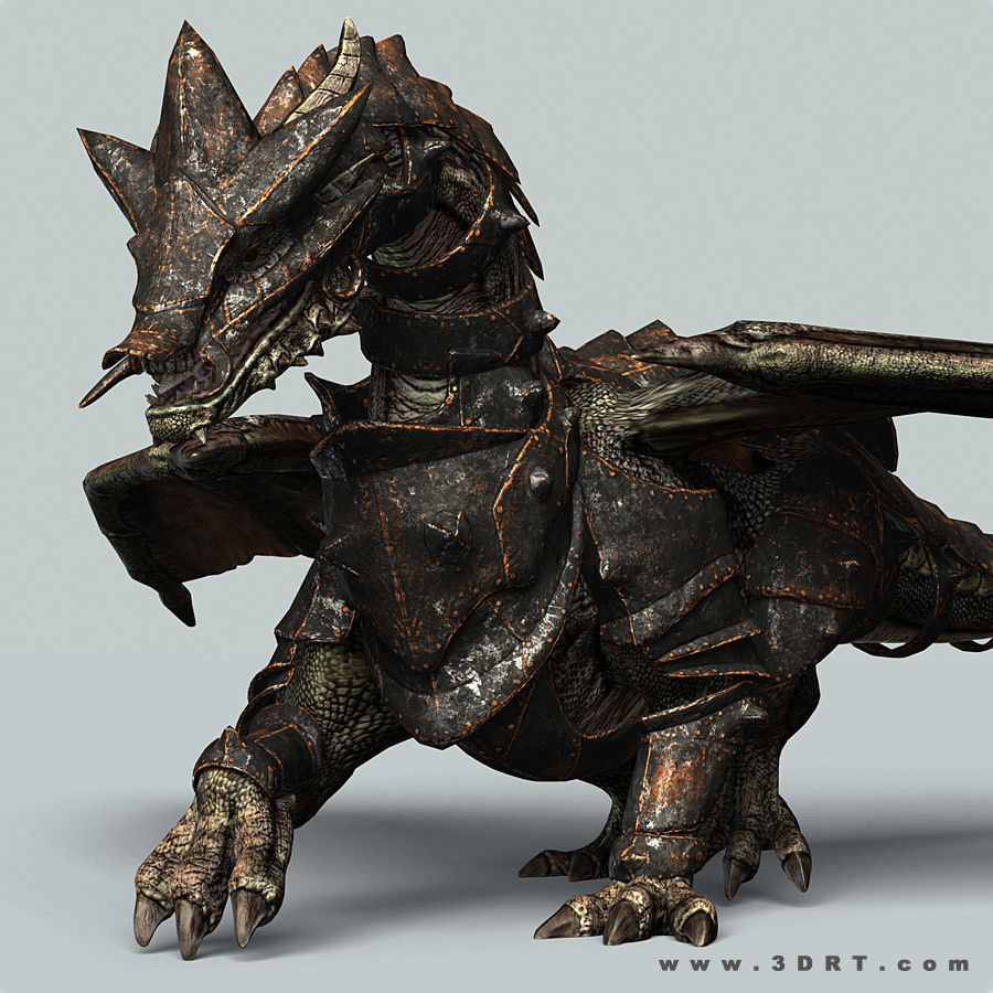 Battle Dragon armored mount  Low-poly 3D model_10