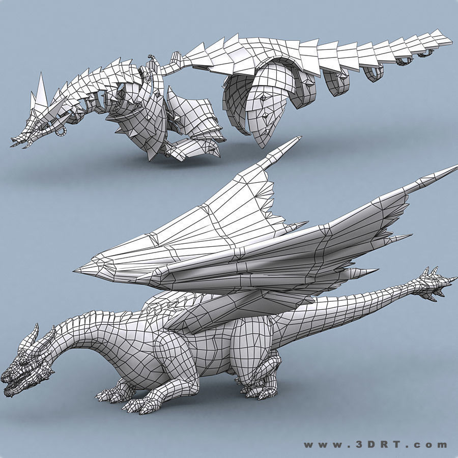 Battle Dragon armored mount  Low-poly 3D model_30