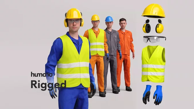 Rigged Construction Worker Industrial Worker Technician 053-2680