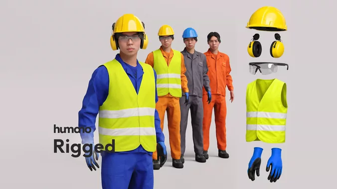 Rigged Construction Worker Industrial Worker Technician 041-2680