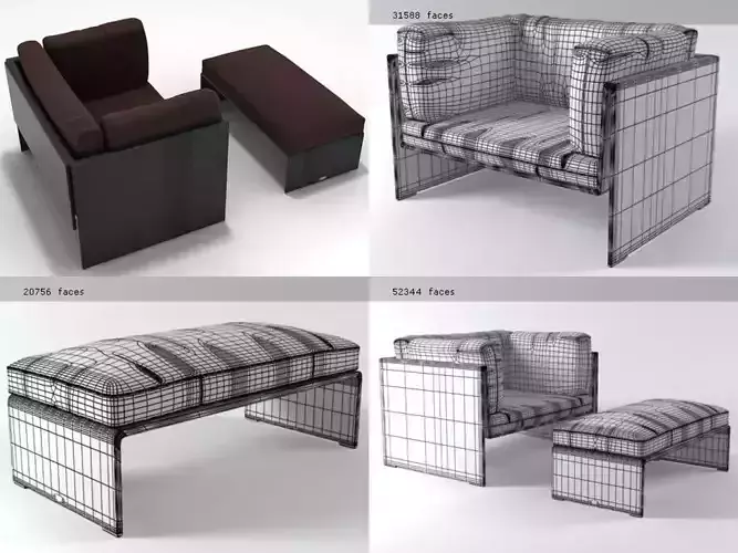 Slim Line Lounge Chair and Footstool