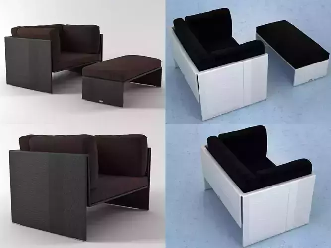 Slim Line Lounge Chair and Footstool