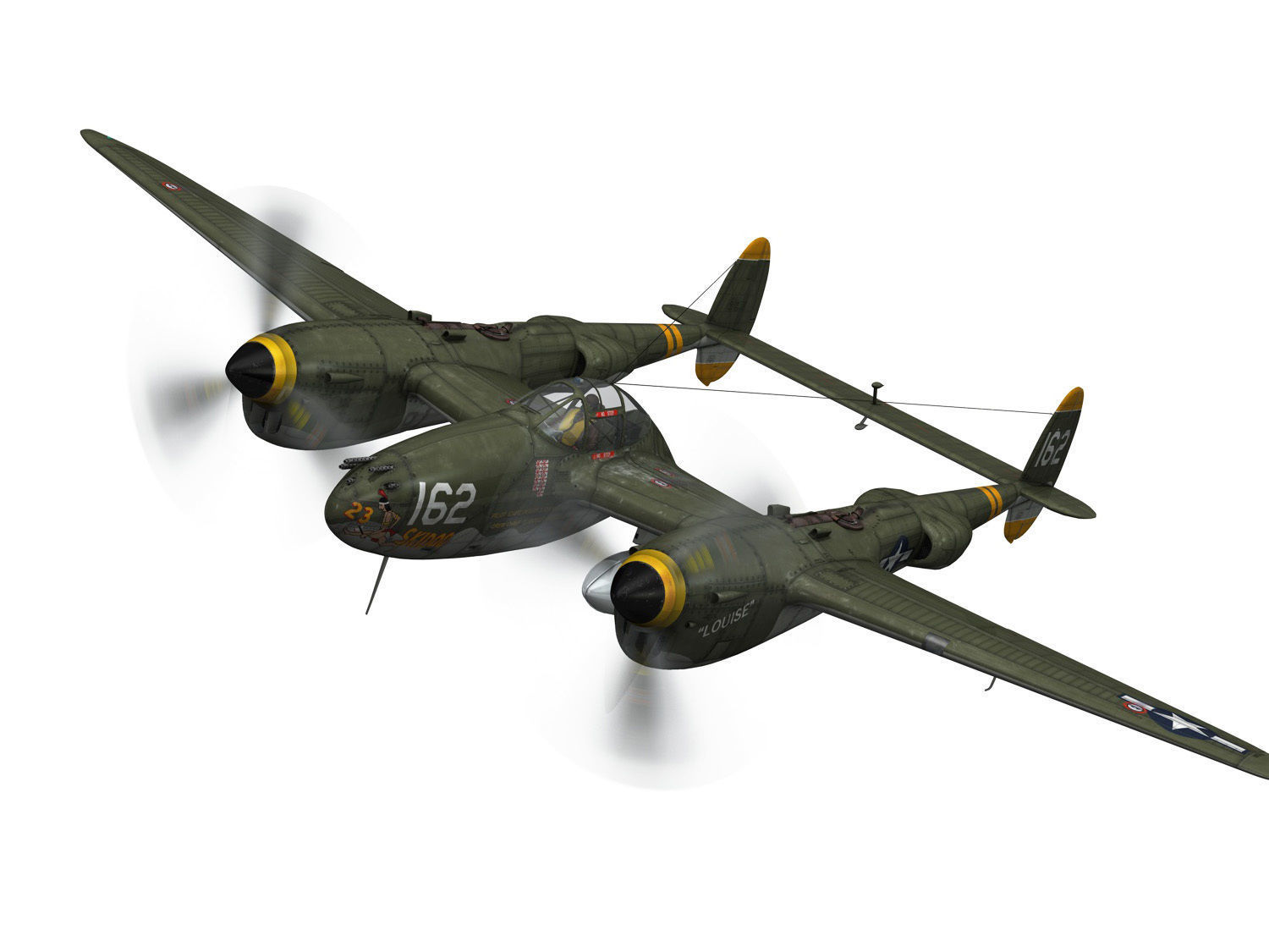 Lockheed P-38 Lightning - Skidoo 3D model_1