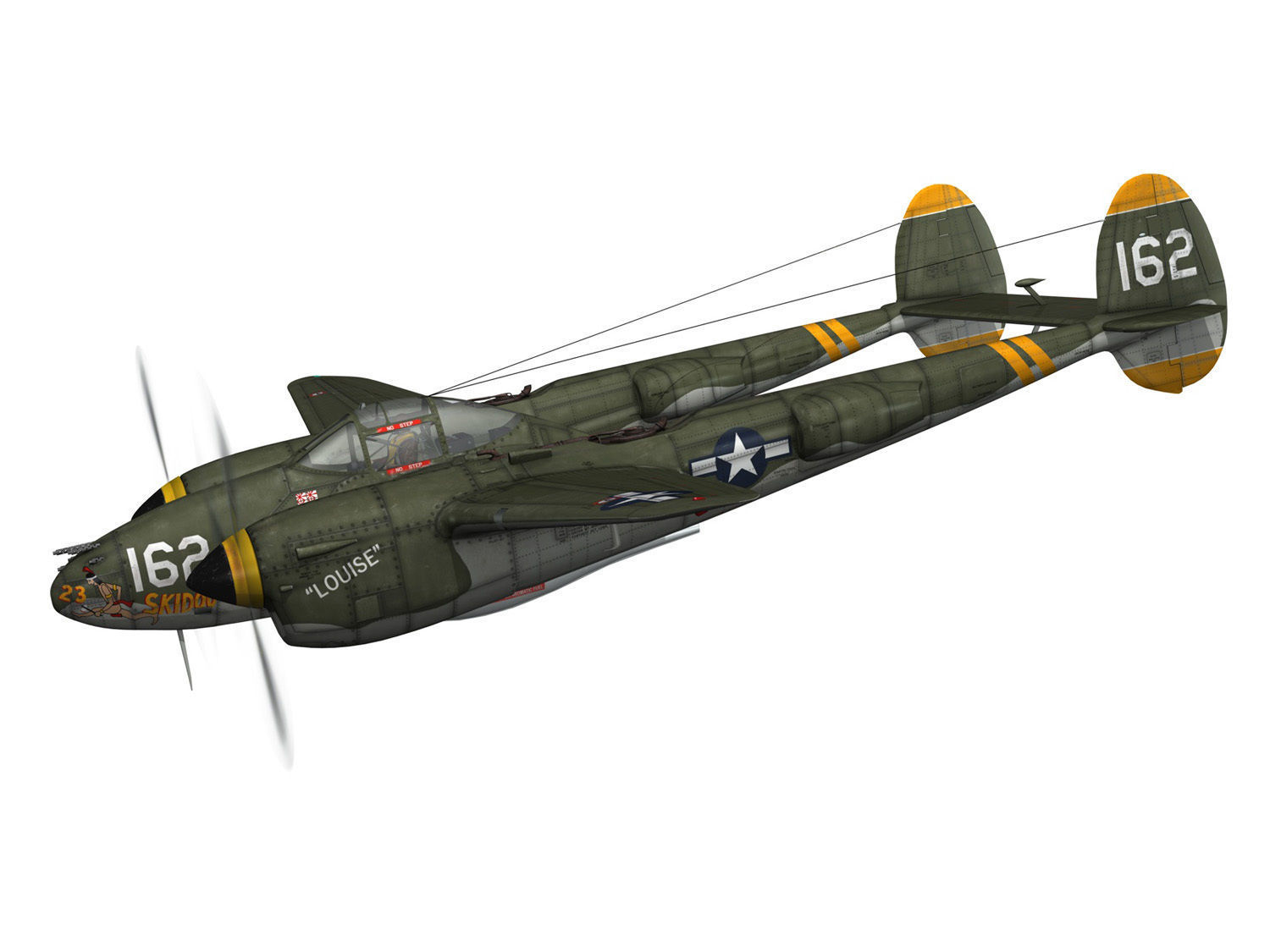 Lockheed P-38 Lightning - Skidoo 3D model_2