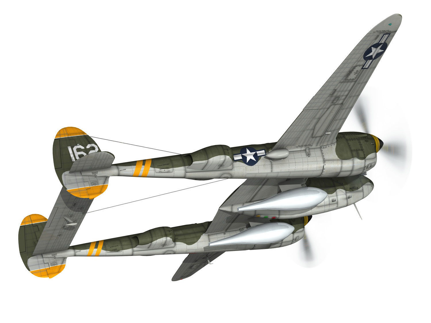 Lockheed P-38 Lightning - Skidoo 3D model_6