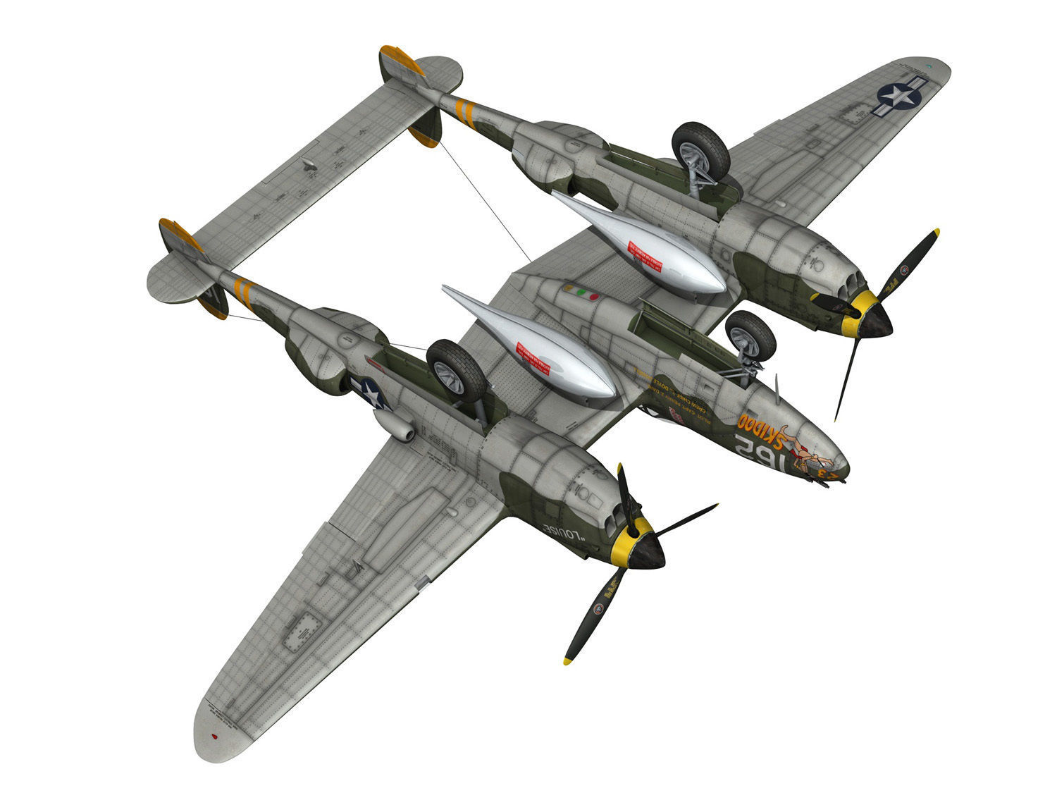 Lockheed P-38 Lightning - Skidoo 3D model_17