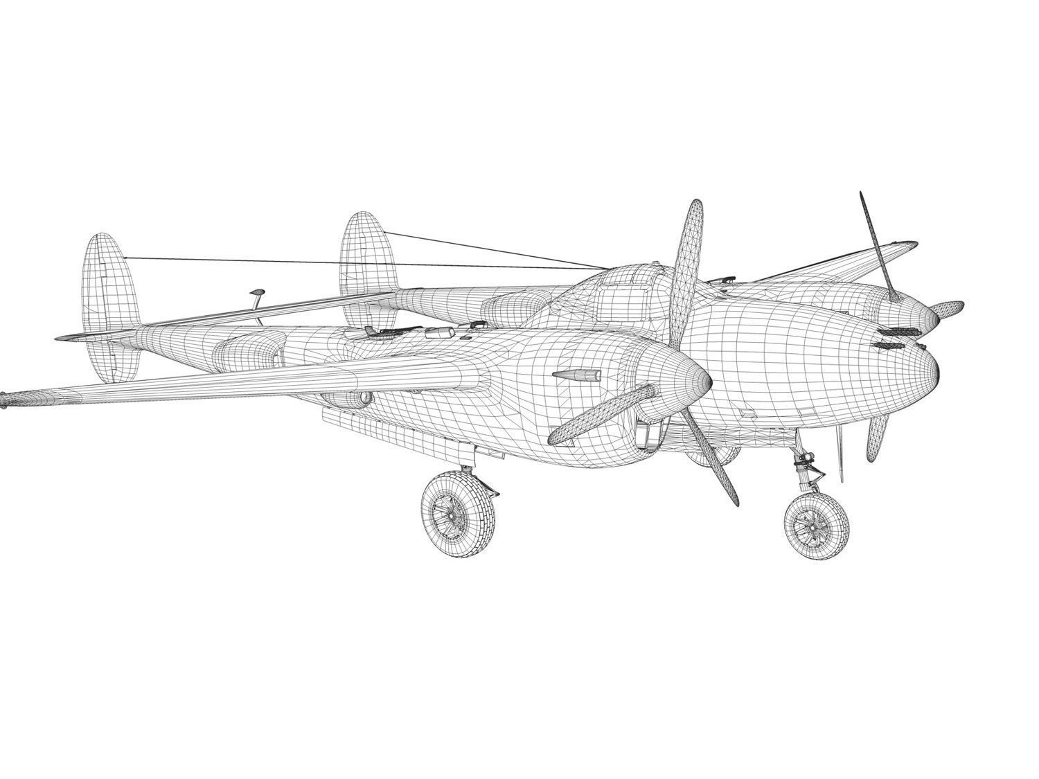 Lockheed P-38 Lightning - Skidoo 3D model_19