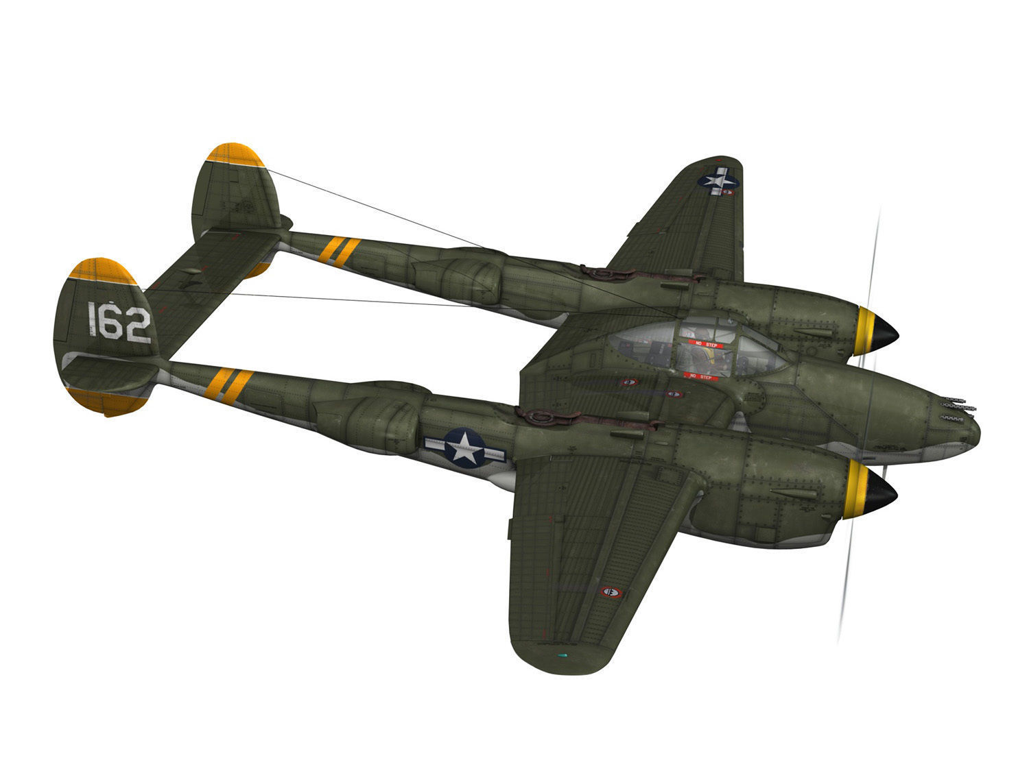 Lockheed P-38 Lightning - Skidoo 3D model_8