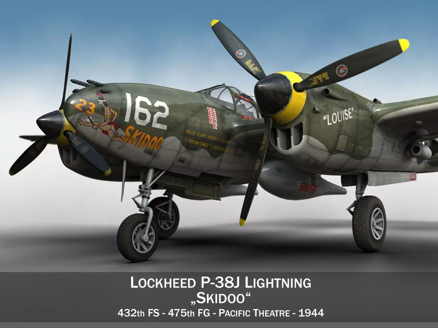 Lockheed P-38 Lightning - Skidoo 3D model_0