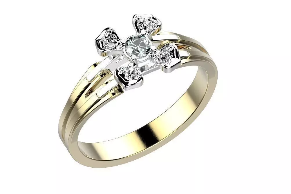 Ring diamond gold and gold 3D print model
