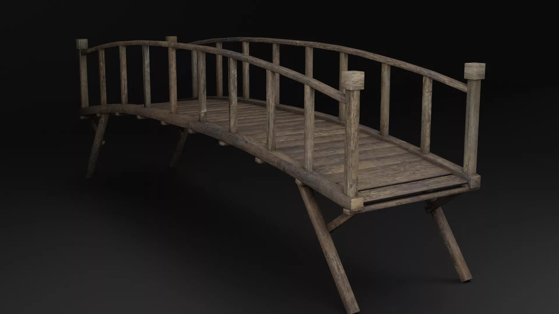 Wooden footbridge Free low-poly 3D model