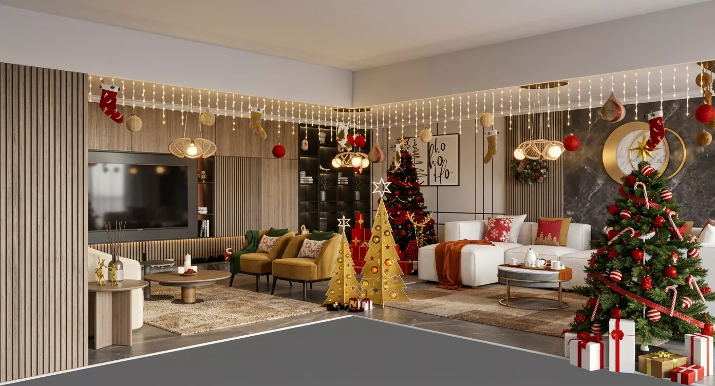 Christmas Living Room Scene 3D Model 3D model