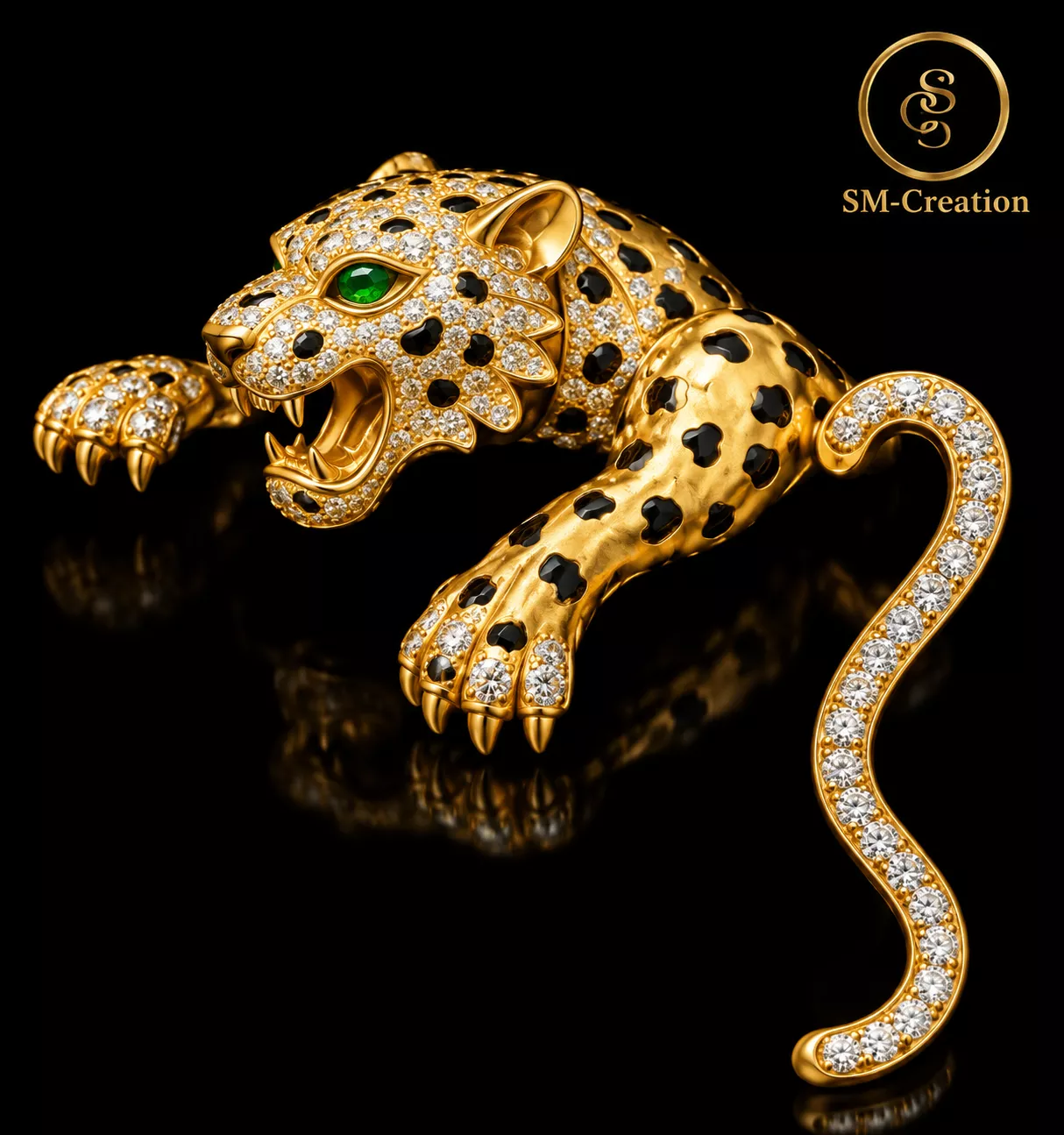 Luxury Diamond Leopard Brooch 3D print model