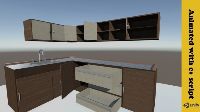 Cabinet Kitchen Low-poly 3D model
